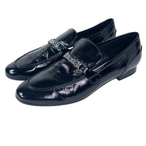 Rag & Bone Chain Horsebit Loafers Mens US 8.5 Black Patent Leather Made in Italy